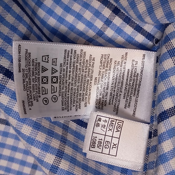 Brooks Brothers Shirt Men's XL 1818 The Original Polo Blue Plaid Long Sleeve - Picture 9 of 11